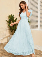 Butterfly Sleeve Lace line Dress