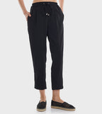 Solid Tapered Fit Pants with Drawstring Waist