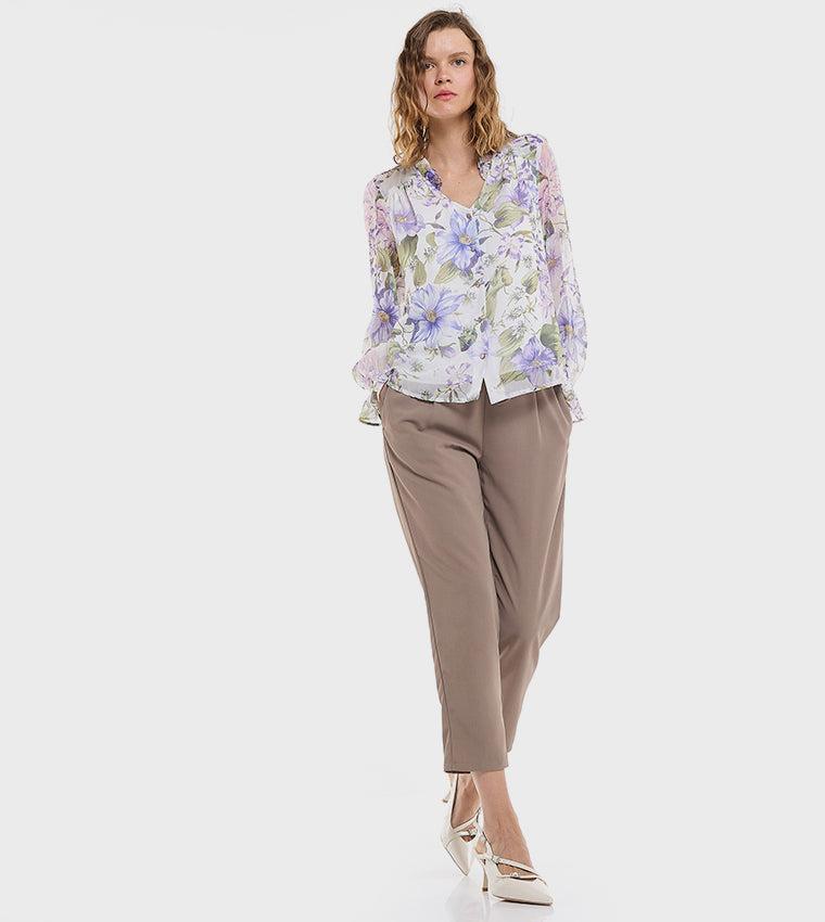 Solid Tapered Fit Pants with Drawstring Waist