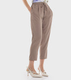 Solid Tapered Fit Pants with Drawstring Waist
