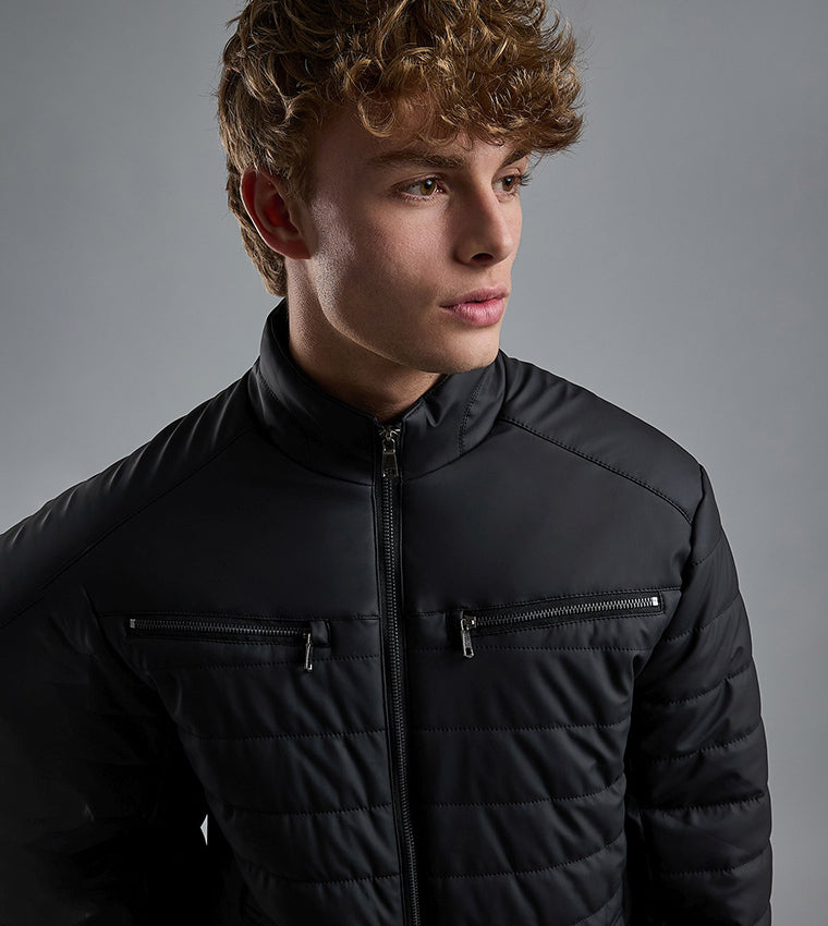 Quilted Puffer Jacket with Zipper Closure