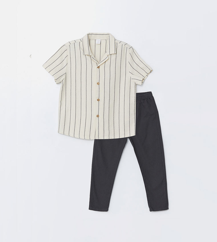 Striped Shirt with Trousers