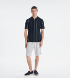Striped Zipper Neck Polo T-Shirt