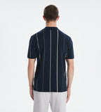 Striped Zipper Neck Polo T-Shirt