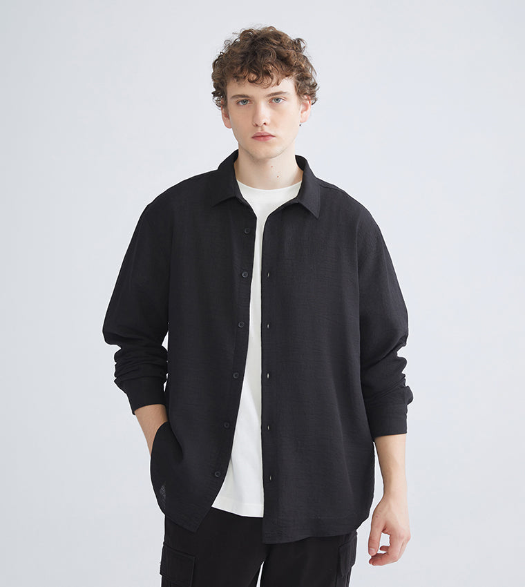 Textured Long Sleeves Regular Fit Shirt