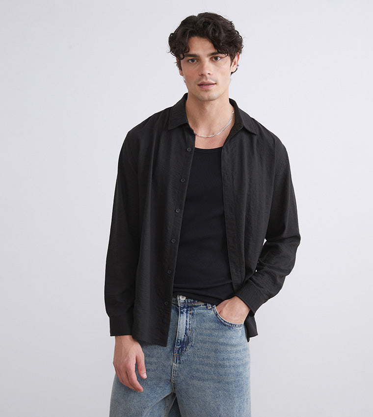 Textured Long Sleeves Regular Fit Shirt