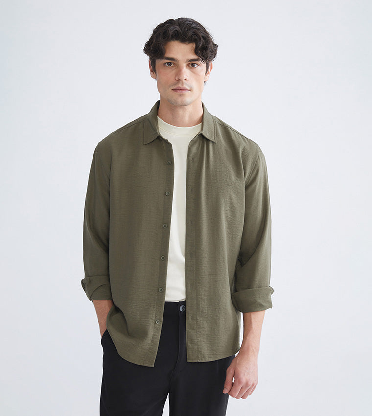 Textured Long Sleeves Regular Fit Shirt