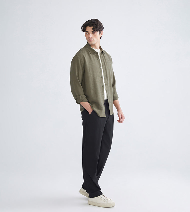 Textured Long Sleeves Regular Fit Shirt